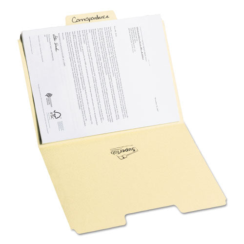 Image of Smead SuperTab Top Tab File Folders, 1/3-Cut Tabs: Assorted, Letter Size, 0.75" Expansion, 11-pt Manila, 100/Box