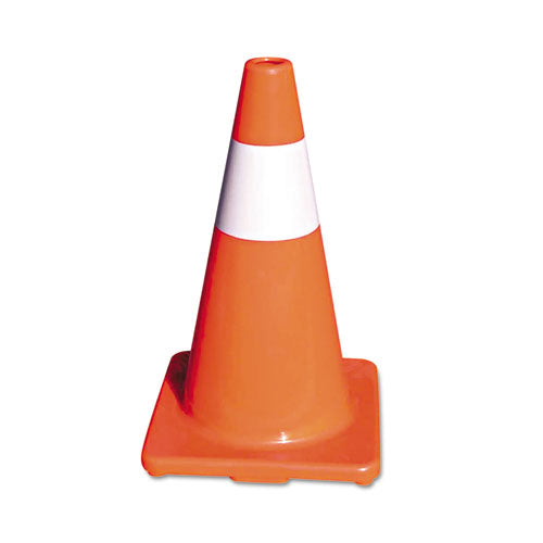 Image of Tatco Traffic Cone, 10 X 10 X 18, Orange/silver