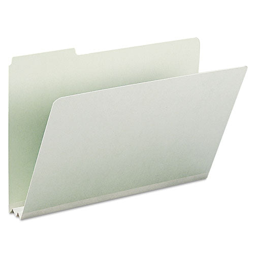 Image of Smead Expanding Recycled Heavy Pressboard Folders, 1/3-Cut Tabs: Assorted, Legal Size, 2" Expansion, Gray-Green, 25/Box