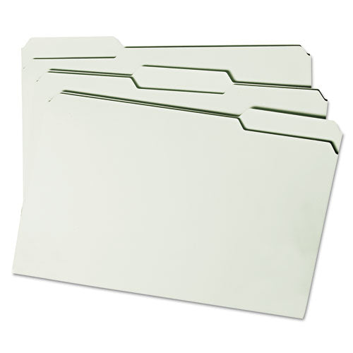 Image of Smead Expanding Recycled Heavy Pressboard Folders, 1/3-Cut Tabs: Assorted, Legal Size, 2" Expansion, Gray-Green, 25/Box
