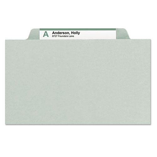 Image of Smead Expanding Recycled Heavy Pressboard Folders, 1/3-Cut Tabs: Assorted, Legal Size, 2" Expansion, Gray-Green, 25/Box
