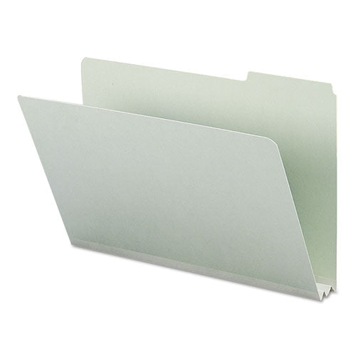 Image of Smead Expanding Recycled Heavy Pressboard Folders, 1/3-Cut Tabs: Assorted, Legal Size, 2" Expansion, Gray-Green, 25/Box