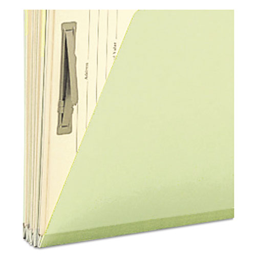 Image of Smead Pressboard Mortgage Folders, 1" Expansion, 8 Dividers, 1 Fastener, Legal Size, Green Exterior, 10/Box