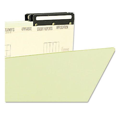 Image of Smead Pressboard Mortgage Folders, 1" Expansion, 8 Dividers, 1 Fastener, Legal Size, Green Exterior, 10/Box