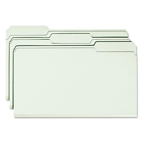 Image of Smead Expanding Recycled Heavy Pressboard Folders, 1/3-Cut Tabs: Assorted, Legal Size, 2" Expansion, Gray-Green, 25/Box