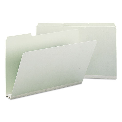 Image of Smead Expanding Recycled Heavy Pressboard Folders, 1/3-Cut Tabs: Assorted, Legal Size, 2" Expansion, Gray-Green, 25/Box