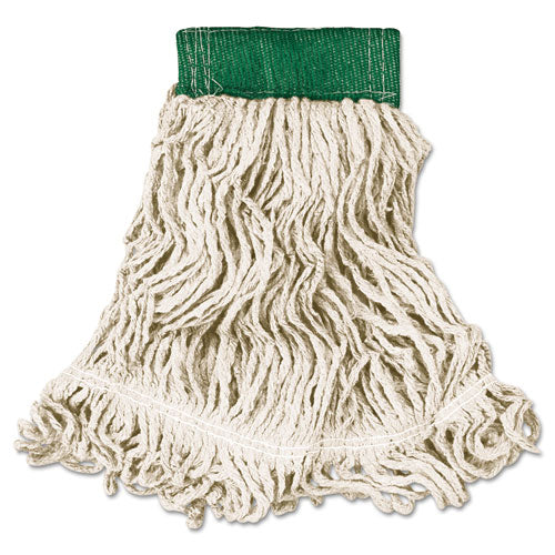 Image of Rubbermaid® Commercial Super Stitch Looped-End Wet Mop Head, Cotton/synthetic, Medium, Green/white