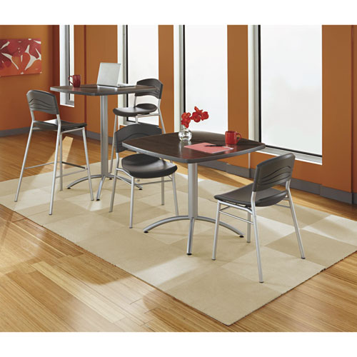 Image of Iceberg CafeWorks Chair, Supports Up to 225 lb, 18" Seat Height, Graphite Seat/Back, Silver Base, 2/Carton