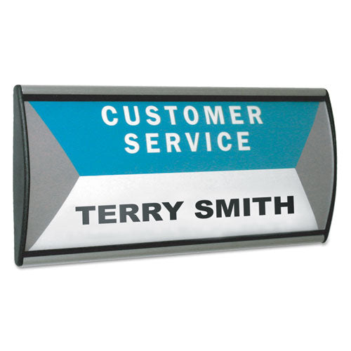 Image of Advantus People Pointer Wall/door Sign, Aluminum Base, 8.75 X 4, Black/silver