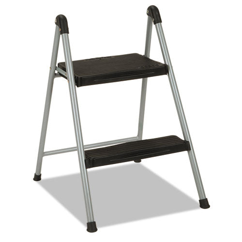 Image of Cosco® Folding Step Stool, 2-Step, 200 Lb Capacity, 16.9" Working Height, Platinum/black