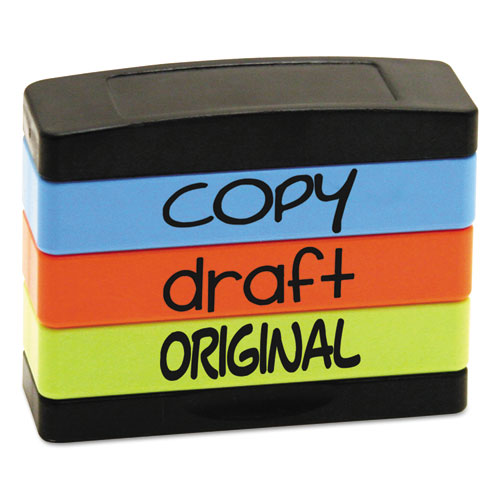 Image of Trodat® Interlocking Stack Stamp, Copy, Draft, Original, 1.81" X 0.63", Assorted Fluorescent Ink
