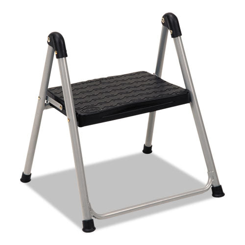 Image of Cosco® Folding Step Stool, 1-Step, 200 Lb Capacity, 9.9" Working Height, Platinum/black