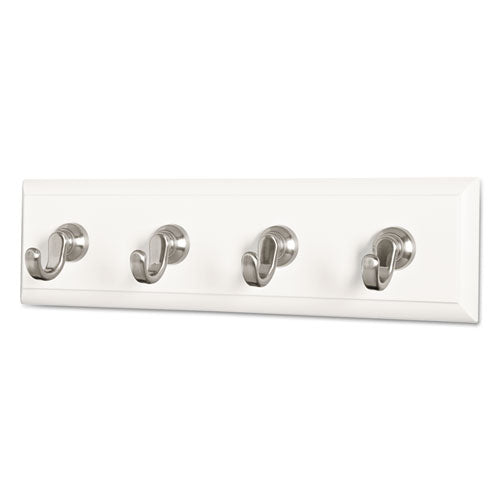 Image of Command Decorative Key Rail, Plastic, Quartz/Silver, 8 x 1.5 x 2.13, 4 Hooks/Pack