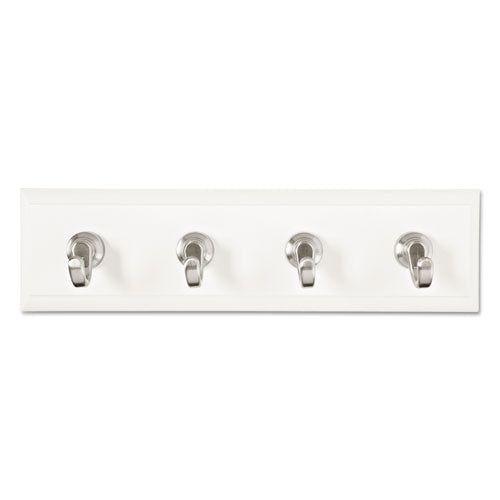 Image of Command Decorative Key Rail, Plastic, Quartz/Silver, 8 x 1.5 x 2.13, 4 Hooks/Pack