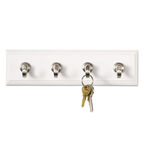 Image of Command Decorative Key Rail, Plastic, Quartz/Silver, 8 x 1.5 x 2.13, 4 Hooks/Pack