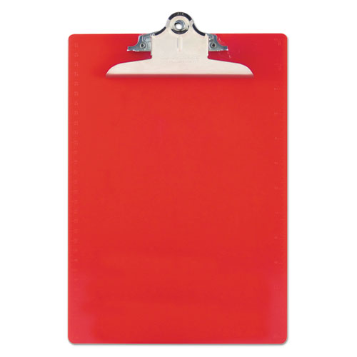 Image of Saunders Recycled Plastic Clipboard with Ruler Edge, 1" Clip Capacity, Holds 8.5 x 11 Sheets, Red