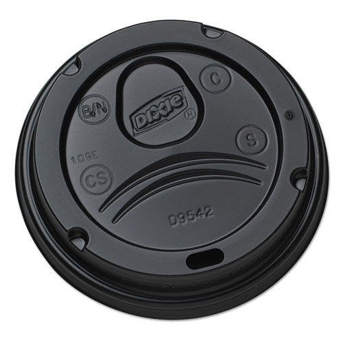 Image of Dixie® Drink-Thru Lids, Fits 10 oz to 20 oz Hot Cups, Plastic, Black, 1,000/Carton