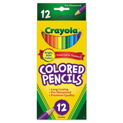 Image of Crayola® Long-Length Colored Pencil Set, 3.3 mm, 2B, Assorted Lead and Barrel Colors, Dozen
