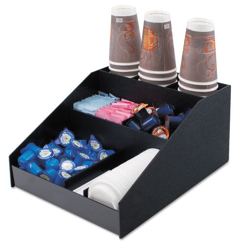 Image of Vertiflex® Commercial Grade Horizontal Condiment Organizer, 9 Compartments, 12 x 16 x 7.5, Black