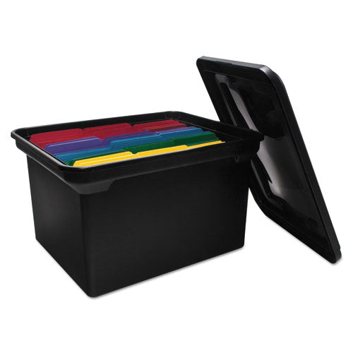 Image of Advantus File Tote with Lid, Letter/Legal Files, 14.25" x 18" x 10.88", Black
