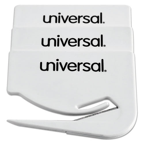 Image of Universal® Letter Slitter Hand Letter Opener with Concealed Blade, 2.5", White, 3/Pack