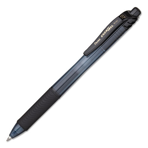 Image of Pentel® EnerGel-X Gel Pen, Retractable, Medium 0.7 mm, Black Ink, Smoke/Black Barrel, 24/Pack