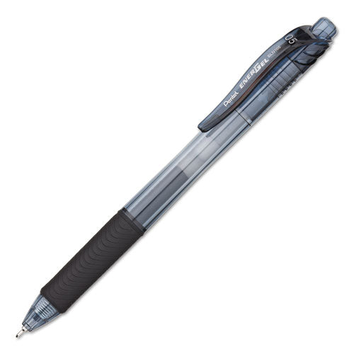 Image of Pentel® EnerGel-X Gel Pen, Retractable, Fine 0.5 mm, Black Ink, Clear/Black Barrel, 24/Pack
