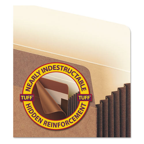 Image of Smead Redrope TUFF Pocket Drop-Front File Pockets with Fully Lined Gussets, 5.25" Expansion, Letter Size, Redrope, 10/Box