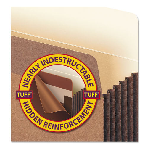 Image of Smead Redrope TUFF Pocket Drop-Front File Pockets with Fully Lined Gussets, 7" Expansion, Letter Size, Redrope, 5/Box