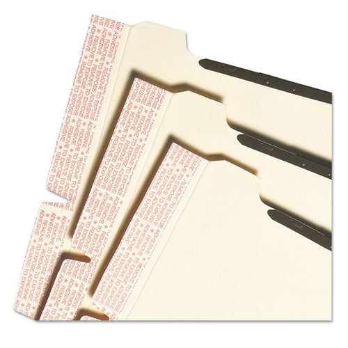 Image of Smead Self-Adhesive Folder Dividers with Twin-Prong Fasteners for Top/End Tab Folders, 1 Fastener, Letter Size, Manila, 25/Pack