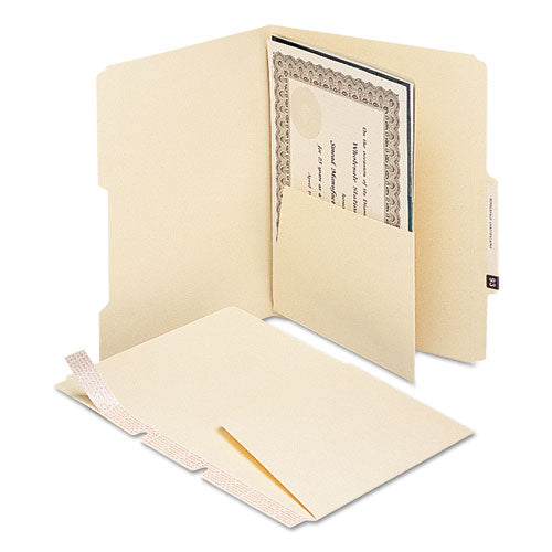Image of Smead Self-Adhesive Folder Dividers with 5.5" Pockets for Top/End Tab Folders, 1 Fastener, Letter Size, Manila, 25/Pack