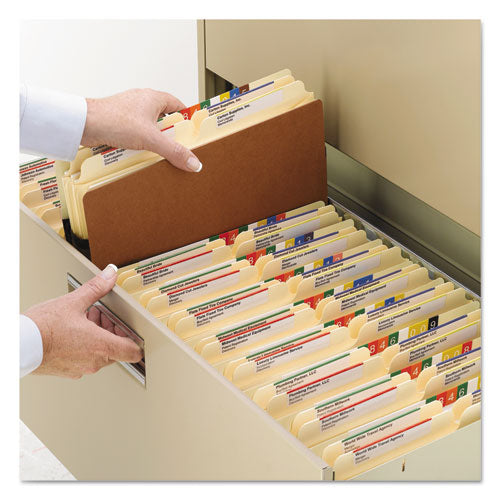 Image of Smead Redrope TUFF Pocket Drop-Front File Pockets with Fully Lined Gussets, 5.25" Expansion, Legal Size, Redrope, 10/Box