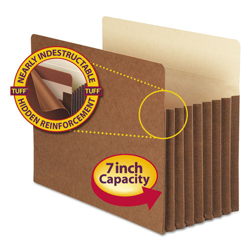 Image of Smead Redrope TUFF Pocket Drop-Front File Pockets with Fully Lined Gussets, 7" Expansion, Letter Size, Redrope, 5/Box