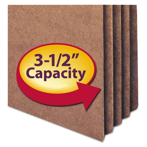 Image of Smead Recycled Top Tab File Pockets, 3.5" Expansion, Letter Size, Redrope, 25/Box