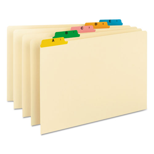 Image of Smead Alphabetic Top Tab Indexed File Guide Set, 1/5-Cut Top Tab, A To Z, 8.5 X 14, Manila, 25/set