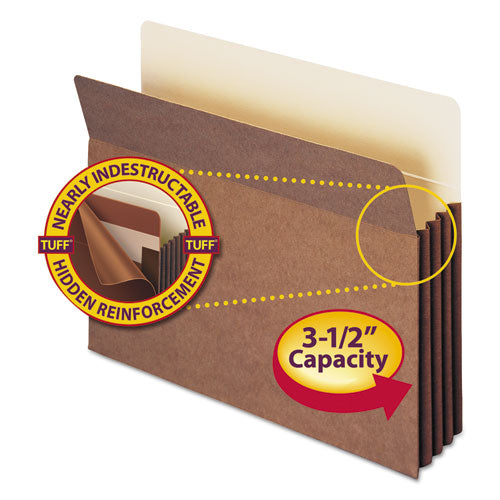 Image of Smead Redrope TUFF Pocket Drop-Front File Pockets with Fully Lined Gussets, 3.5" Expansion, Letter Size, Redrope, 10/Box