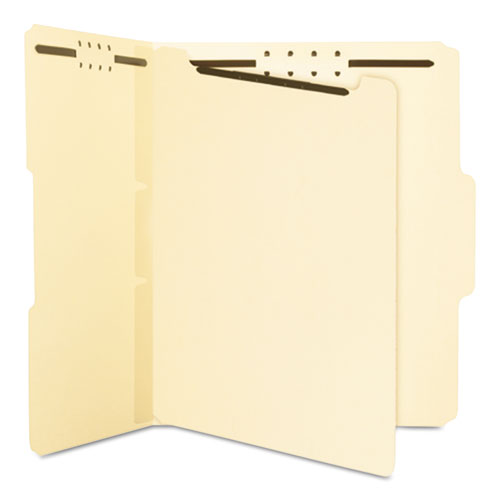 Image of Smead Self-Adhesive Folder Dividers with Twin-Prong Fasteners for Top/End Tab Folders, 1 Fastener, Letter Size, Manila, 25/Pack