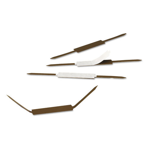 Image of Smead Standard Self-Adhesive Two-Prong Fastener Base and Compressor Sets, 2" Capacity, 2.75" Center to Center, Brown, 100/Box