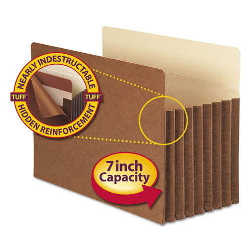 Image of Smead Redrope TUFF Pocket Drop-Front File Pockets with Fully Lined Gussets, 7" Expansion, Legal Size, Redrope, 5/Box