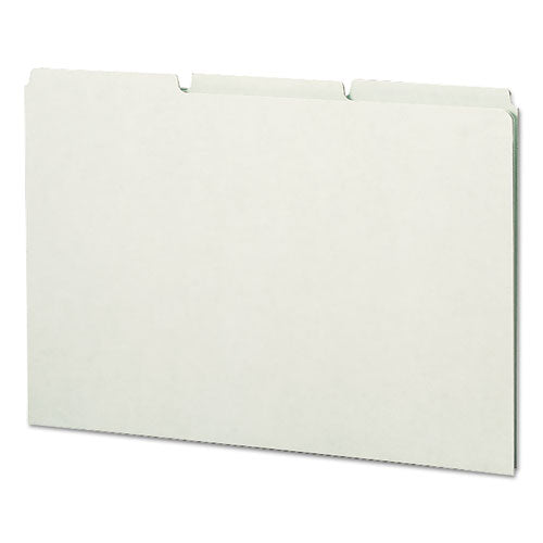 Image of Smead Recycled Blank Top Tab File Guides, 1/3-Cut Top Tab, Blank, 8.5 X 14, Green, 50/box