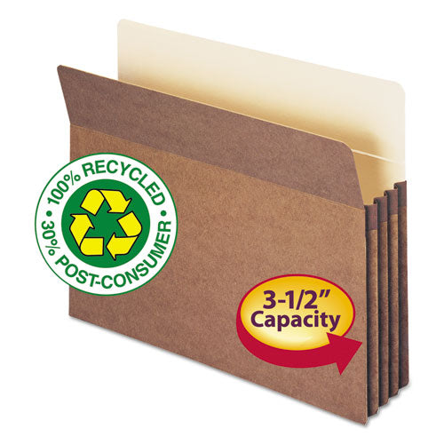 Image of Smead Recycled Top Tab File Pockets, 3.5" Expansion, Letter Size, Redrope, 25/Box