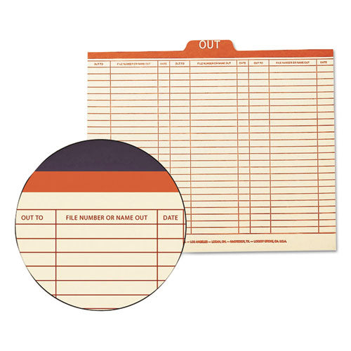 Image of Smead Manila Out Guides, Printed Form Style, 1/5-Cut Top Tab, Out, 8.5 X 11, Manila, 100/box
