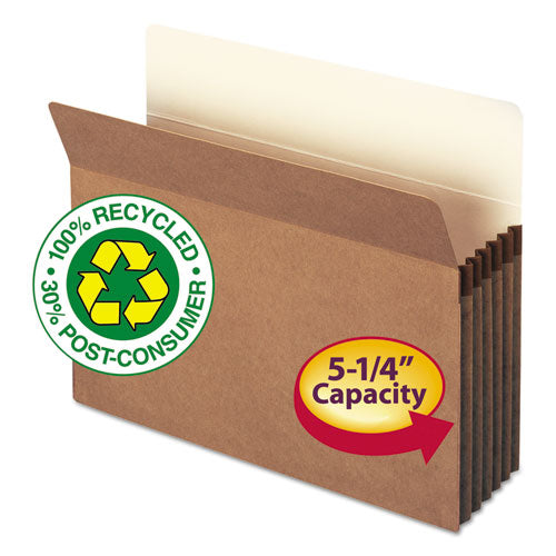 Image of Smead Recycled Top Tab File Pockets, 5.25" Expansion, Letter Size, Redrope, 10/Box