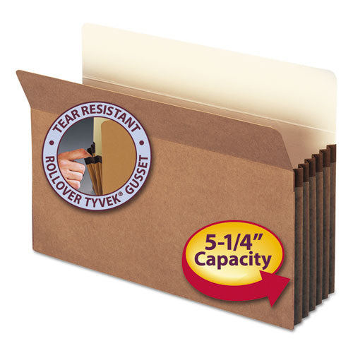 Image of Smead Redrope Drop Front File Pockets, 5.25" Expansion, Legal Size, Redrope, 50/box