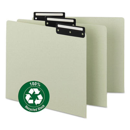 Image of Smead Recycled Blank Top Tab File Guides, 1/3-Cut Top Tab, Blank, 8.5 X 11, Green, 50/box