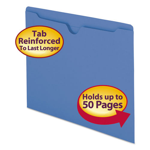 Image of Smead Colored File Jackets With Reinforced Double-Ply Tab, Straight Tab, Letter Size, Blue, 100/box