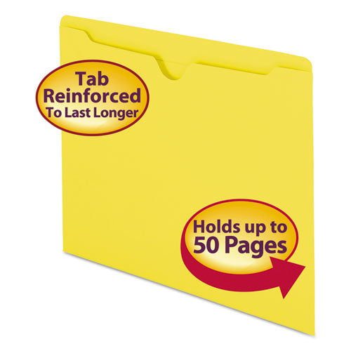Image of Smead Colored File Jackets With Reinforced Double-Ply Tab, Straight Tab, Letter Size, Yellow, 100/box