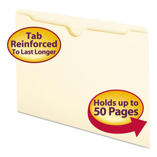 Image of Smead Manila File Jackets, 2-Ply Straight Tab, Legal Size, Manila, 100/box