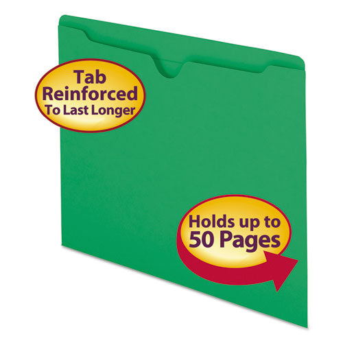 Image of Smead Colored File Jackets With Reinforced Double-Ply Tab, Straight Tab, Letter Size, Green, 100/box