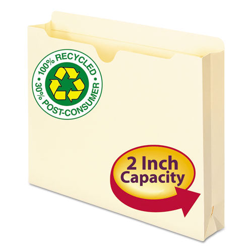 Image of Smead 100% Recycled Top Tab File Jackets, Straight Tab, Letter Size, Manila, 50/box